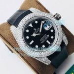 DR Factory Replica Rolex Submariner Diamond Watch Black Rubber Strap